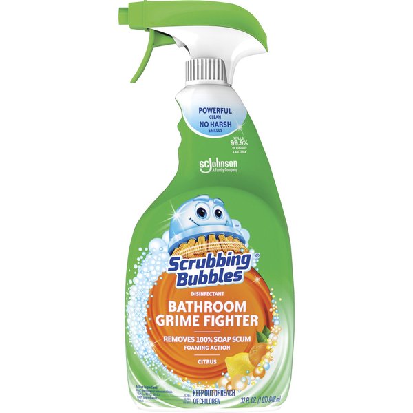 Scrubbing Bubbles Bathroom Cleaner, Spray, Grime Fighter, 32oz, Clear, PK 8 SJN306111CT
